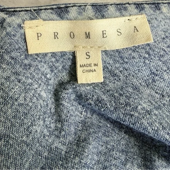 Promesa Acid wash stone wash Denim 80’s 90’s crop top look retro Romper sz S - Picture 6 of 9